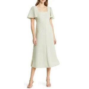 Zoe And Claire Women’s Flutter Sleeves Square Neck Dress Size L Color Green
